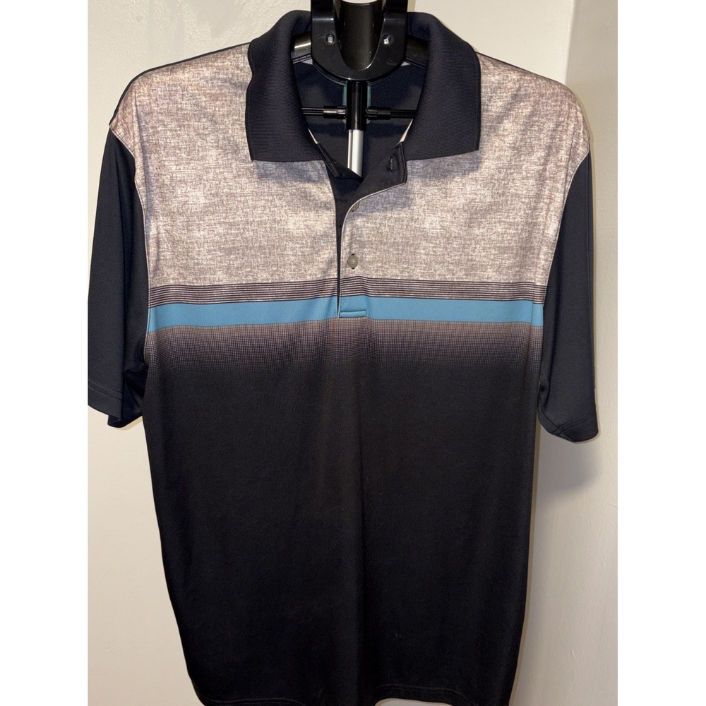 PGA Tour Pro Series Athletic Fit Black & Gray & Blue Golf Polo Men's Size XL